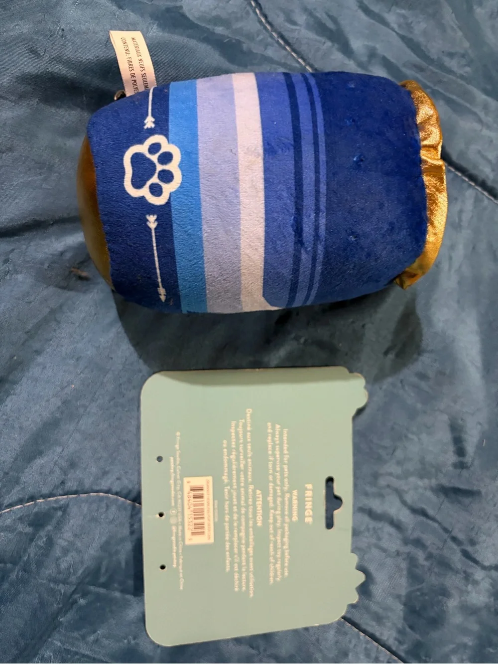 Fringe Studio Blue Plush Decorative dog toy with Gold Accent